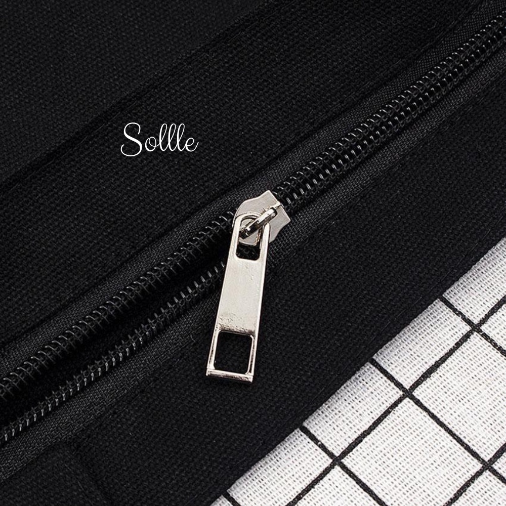 Túi tote vải canvas đẹp đi học có khóa miệng đeo vai phong cách ulzzang Sollle TTK006