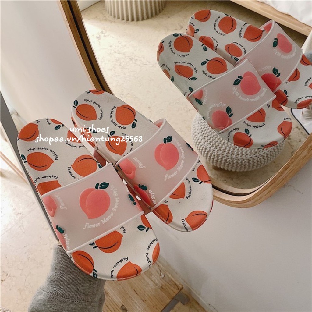Dép hoa quả lê nữ quai trong hot trend 2020 đi biển đi mưa đi nhóm quả dâu/dứa/đào cute đẹp trẻ trung đế bằng umishoes | BigBuy360 - bigbuy360.vn