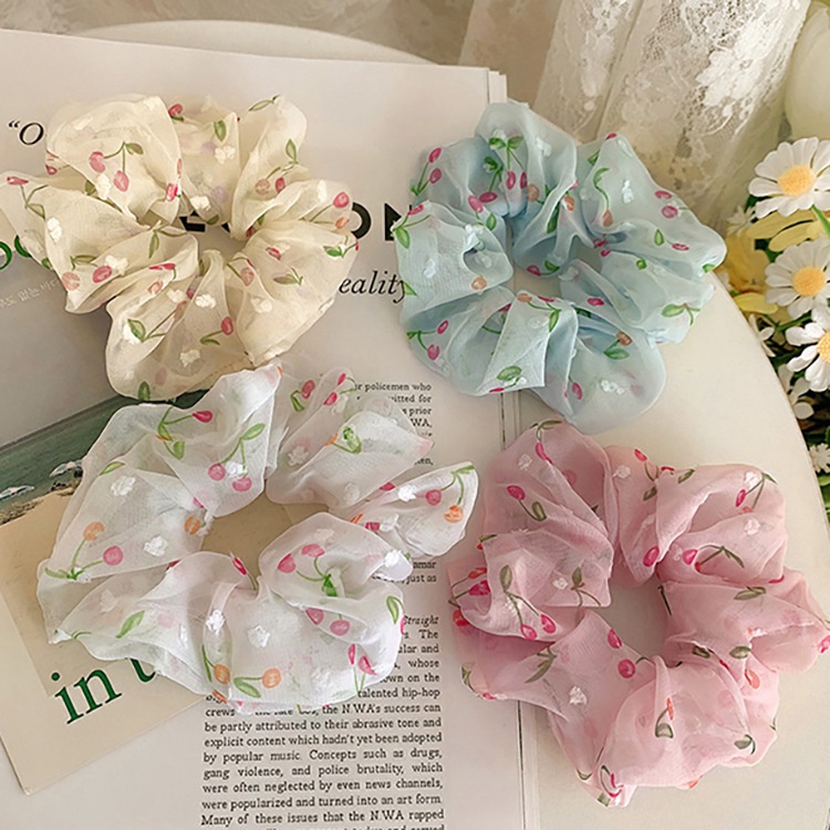 Scrunchies Hoa Nhí Cột Tóc Đồ Buộc Tóc Chun Vải Voan Mẫu Mới Nhất