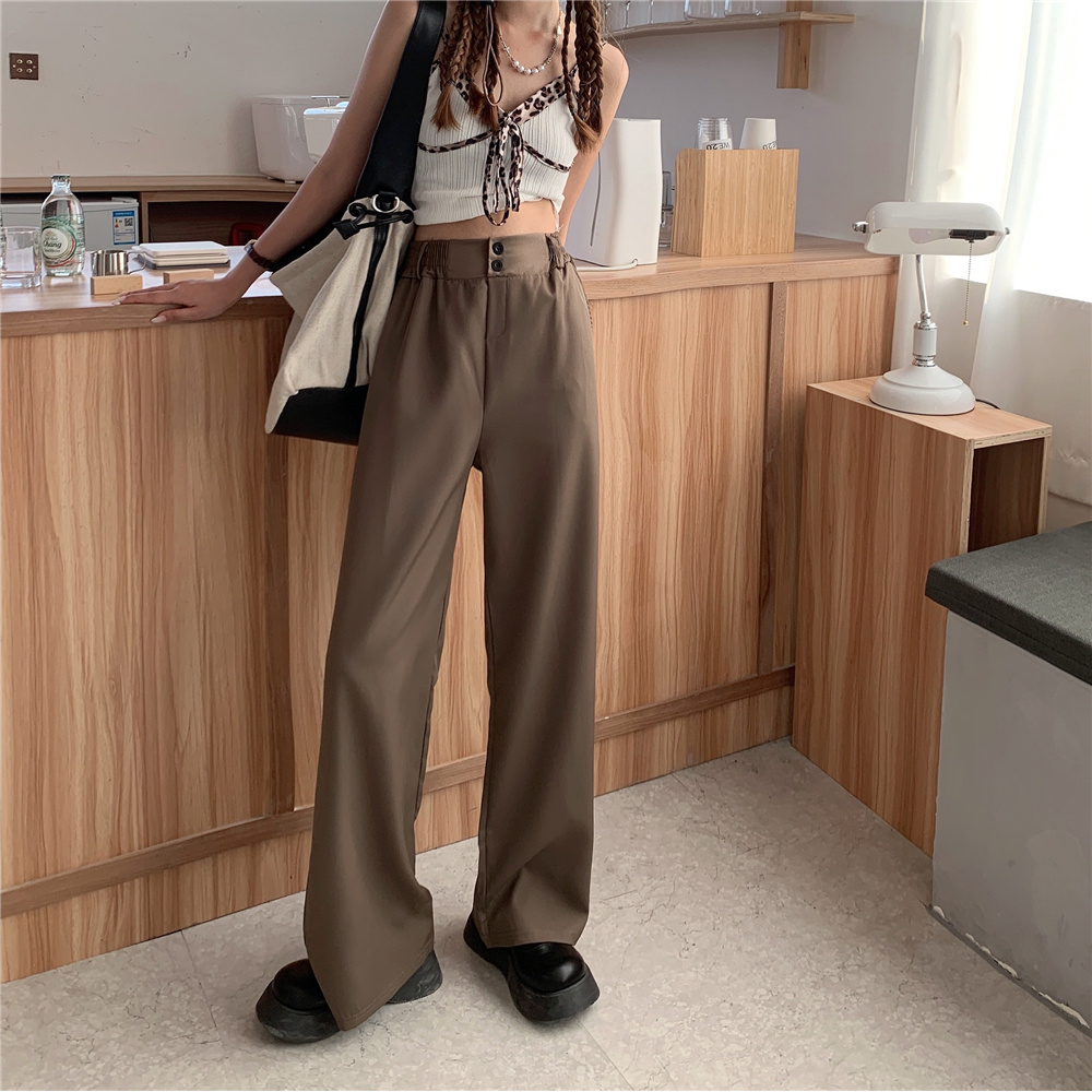 Quần Tây Ống Rộng Lưng Cao Thời Trang Cho Nữ