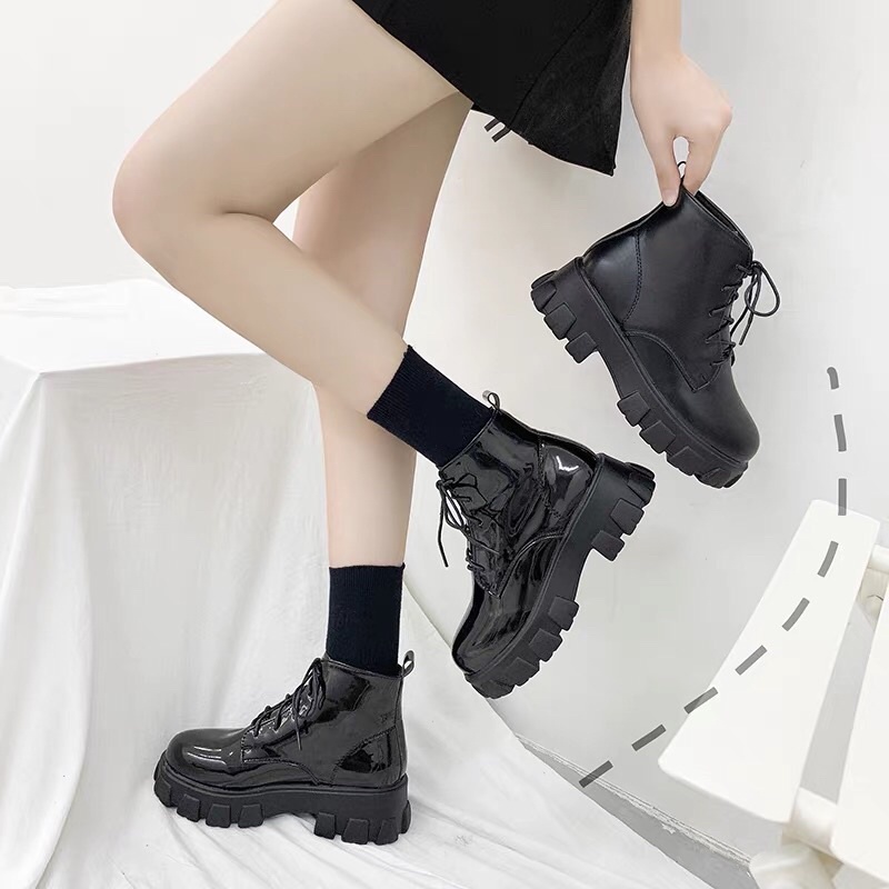 Giày boot hàn cổ lửng phong cách hàn quốc - bốt nữ đế tăng chiều cao chất xịn giá rẻ
