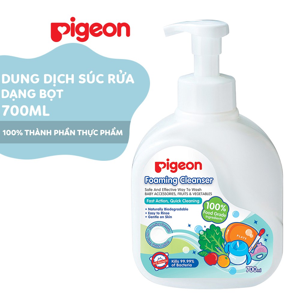 Dung Dịch Súc Rửa Bình Sữa Dạng Bọt Pigeon 700ml (HSD:24/09/2023)