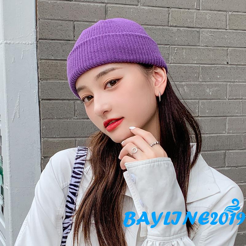 Mũ beanie dệt kim mềm co giãn giữ ấm mùa đông cho nữ