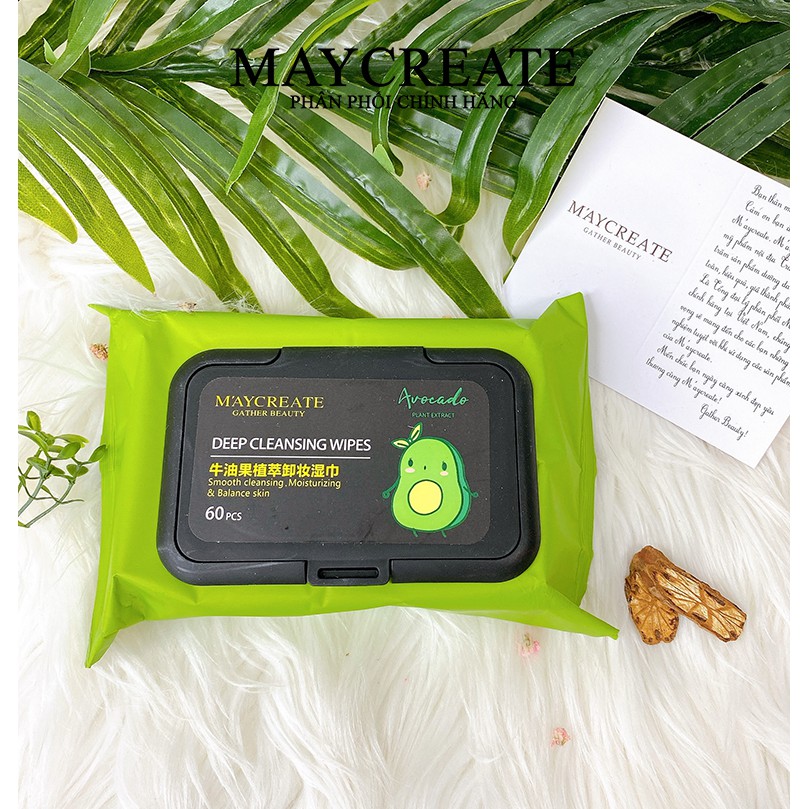 Khăn Giấy Ướt Tẩy Trang Maycreate Hộp 60 Cái Hàng nội Địa Trung.