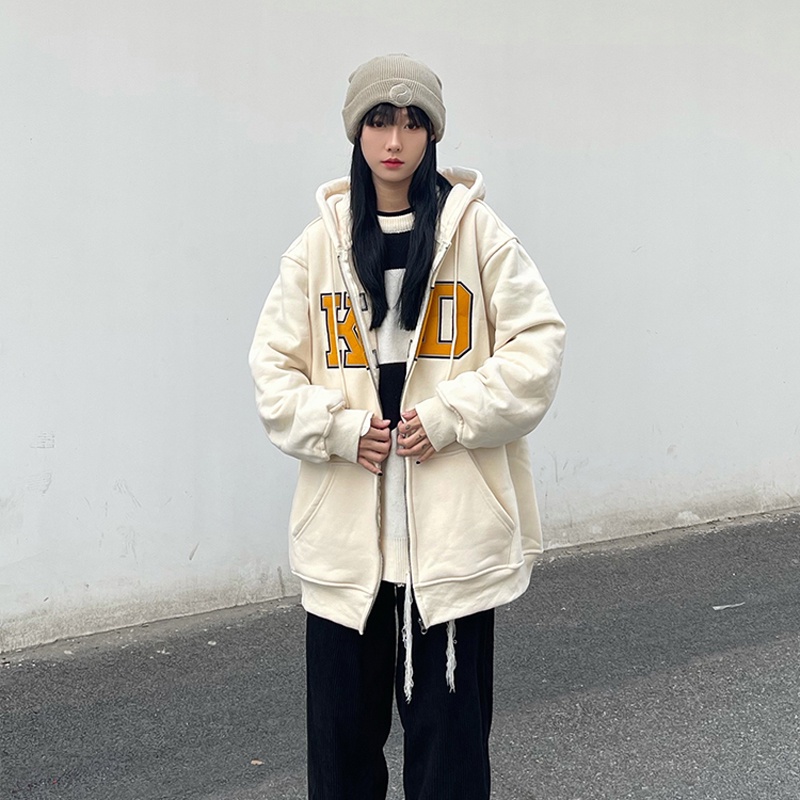 IELGY  Áo Hoodie Mỏng Thêu Chữ Thời Trang Cho Nữ