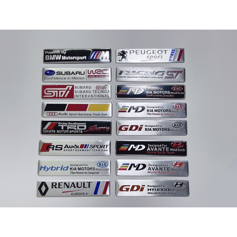 Tem nhôm chịu nhiệt tên các hãng xe hơi oto, có sẵn keo dán mặt sau