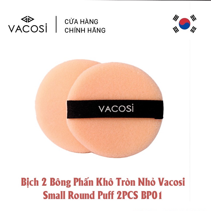 BÔNG PHẤN KHÔ VACOSI SMALL ROUND PUFF BP01 - TRÒN NHỎ BỊCH 2 CÁI