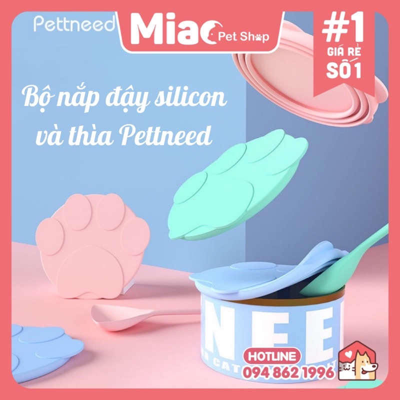 Nắp đậy lon pate Pettneed kèm thìa xúc màu pastel