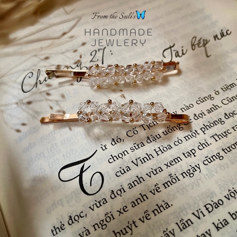 Kẹp tóc mái kết cườm thủ công