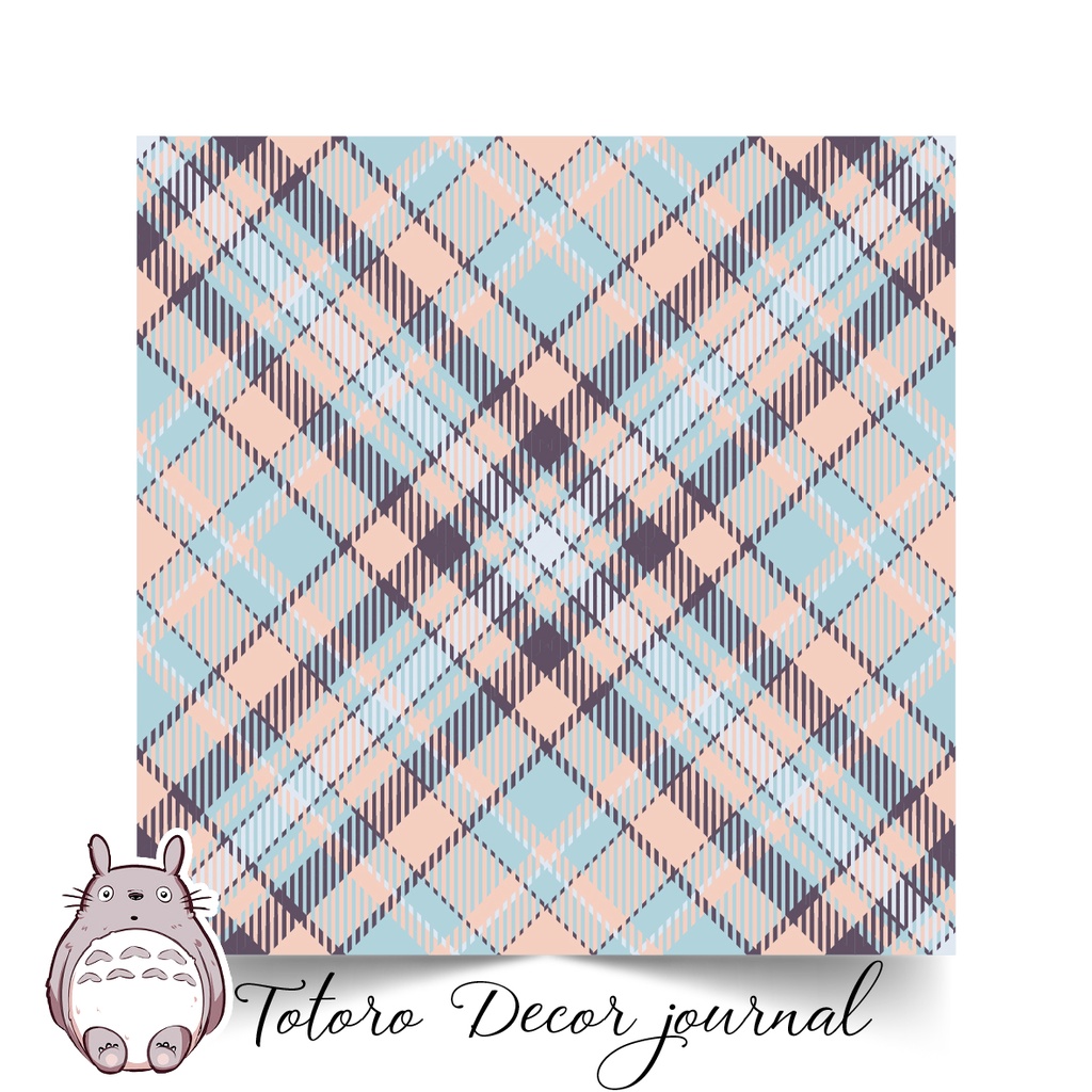 Sét 14 tờ gói hàng gói quà bọc vở họa tiết caro xanh tím