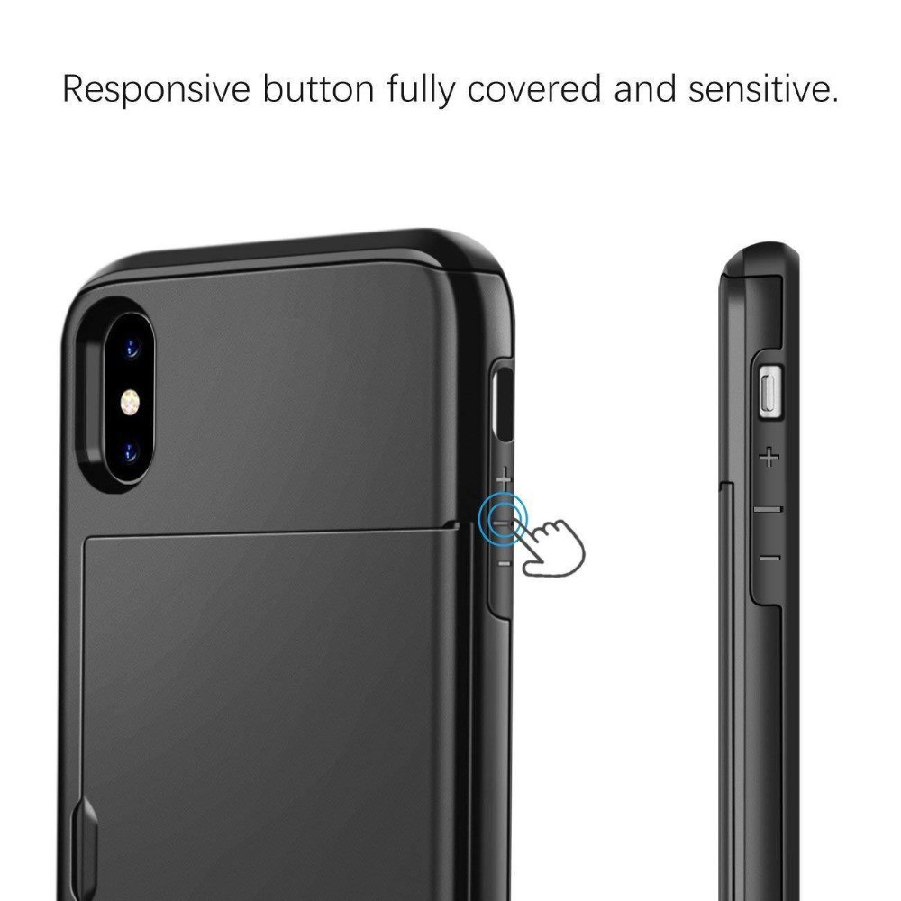 Ốp điện thoại dụng ví cắm thẻ kiểu áo giáp doanh nhân trượt cho iPhone X XS Max XR 7 8 Plus 6 6s