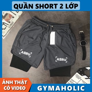 Quần tập gym 2 lớp, Quần short tập gym - Quần đùi thể thao nam 2020SS