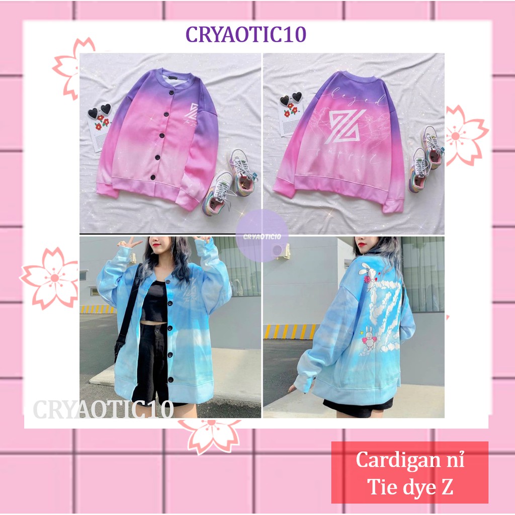 [Kèm hình thật] Áo khoác cardigan loang màu in hình cực chất Tie Dye unisex