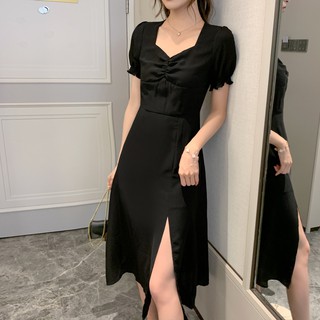 Đầm Midi Nữ Tay Ngắn Phong Cách Vintage Thời Trang Quyến Rũ