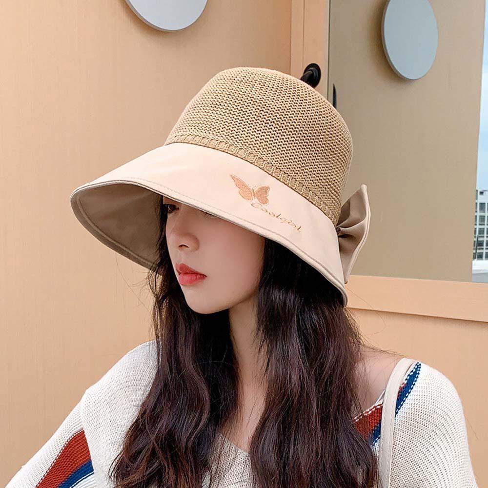 DARNELL Nón Bucket Chất Cotton Phối Nơ Phong Cách Hàn Quốc