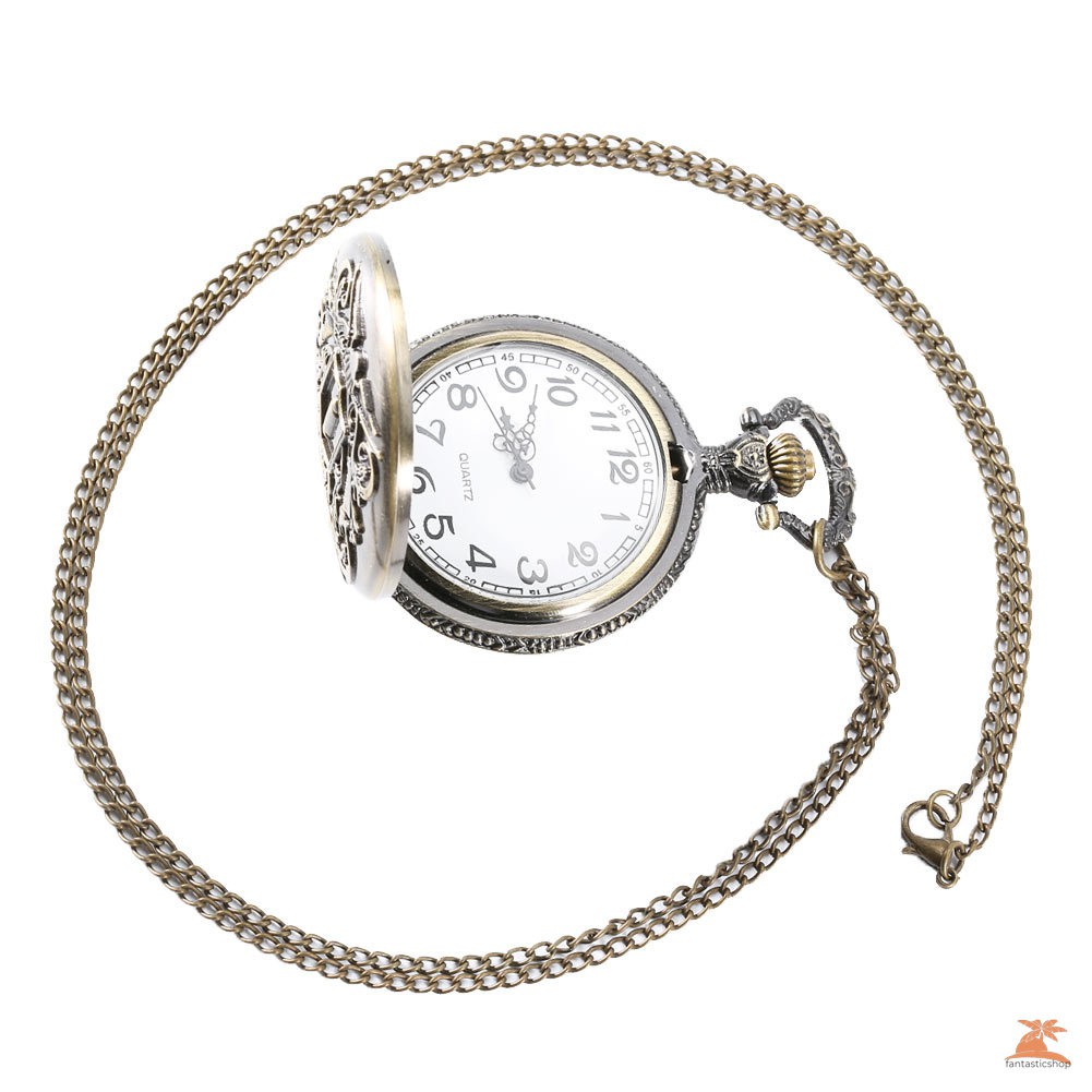 #Đồng hồ bỏ túi# Vintage Retro Alloy Pocket Watch Men Women Necklace Pendant Chain Clock Watches Gifts