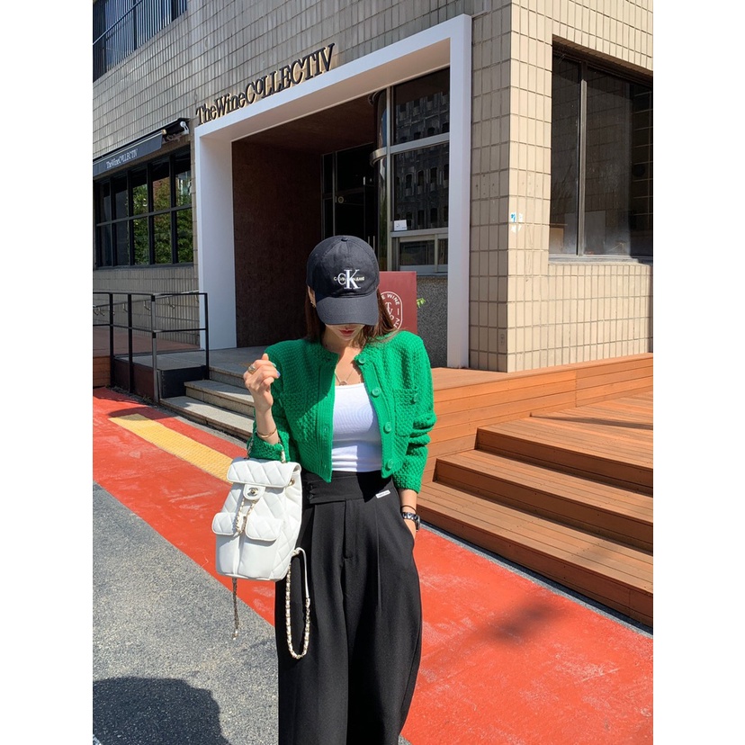 Áo cardigan Dệt Kim Cổ Tròn Phối Túi Thiết Kế Mới Thời Trang Dành Cho Mù