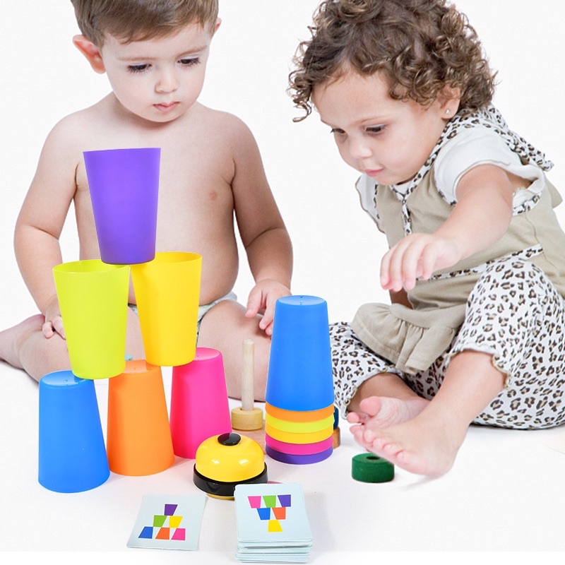 𝐒𝐭𝐚𝐜𝐤𝐞𝐝-𝐂𝐮𝐩 xếp ly tư duy logic, giáo cụ montessori