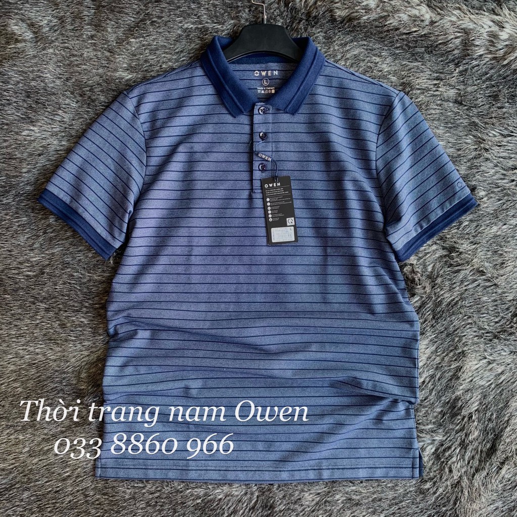 OWEN - Áo polo nam Owen màu xanh navy in họa tiết 231349 - Áo thun ngắn tay có cổ ...