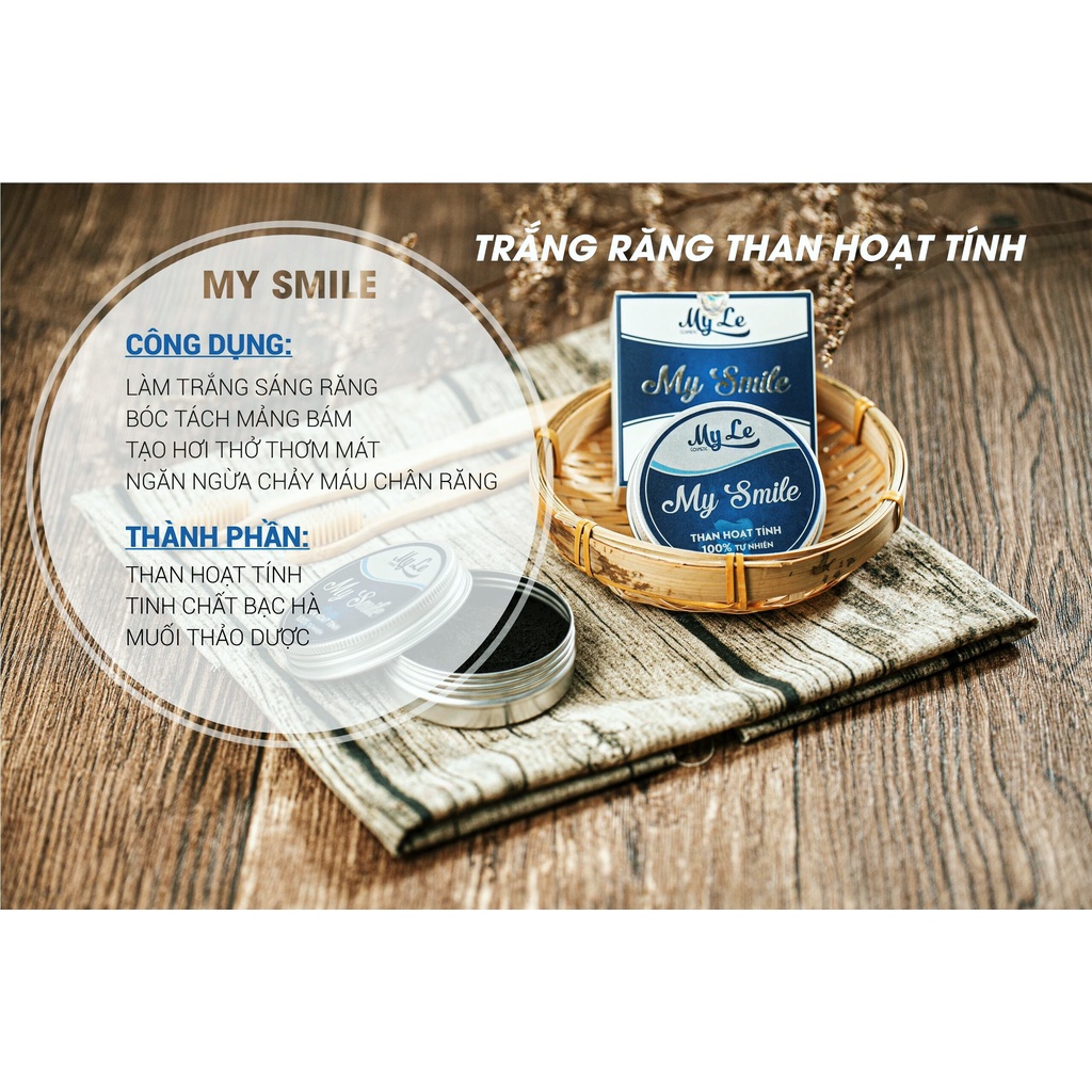 Bột trắng răng than hoạt tính My Smile 50gr bột đánh răng từ than tre hoạt tính