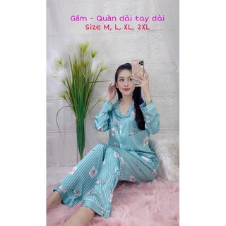 [Free Ship] Bộ lụa gấm Quần dài tay dài đủ size