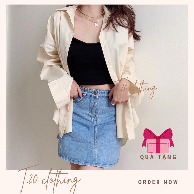 Áo Sơ Mi nữ Free size phong cách Hàn quốc. Sơ mi nữ tay dài thời thượng kem sữa, hàng QC xịn xò.
