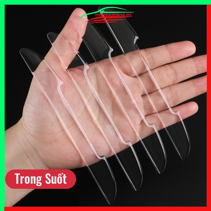 Bộ 4 chi tiết miếng dán Silicon chống xước cánh cửa tay nắm gương ô tô xe hơi