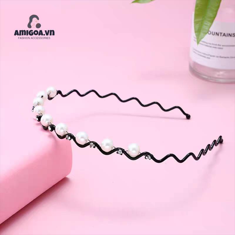 Băng Đô Đính Đá Ngọc Trai Nhân Tạo Thời Trang