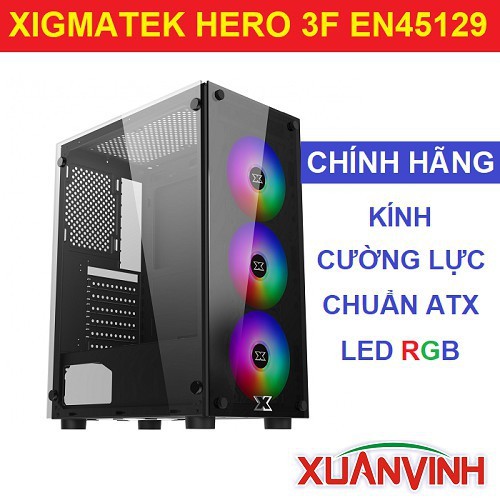 Vỏ máy tính Xigmatek HERO 3F EN45129 ATX 3 Fan Fixed Kính Cường Lực New 100% Chính Hãng 20