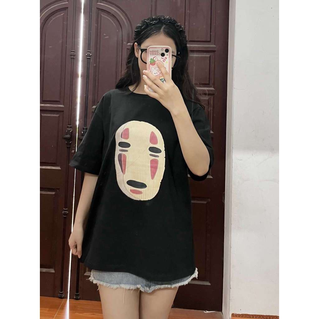 Áo phông hình Vô Diện  from rộng, cổ tròn, 100% cotton