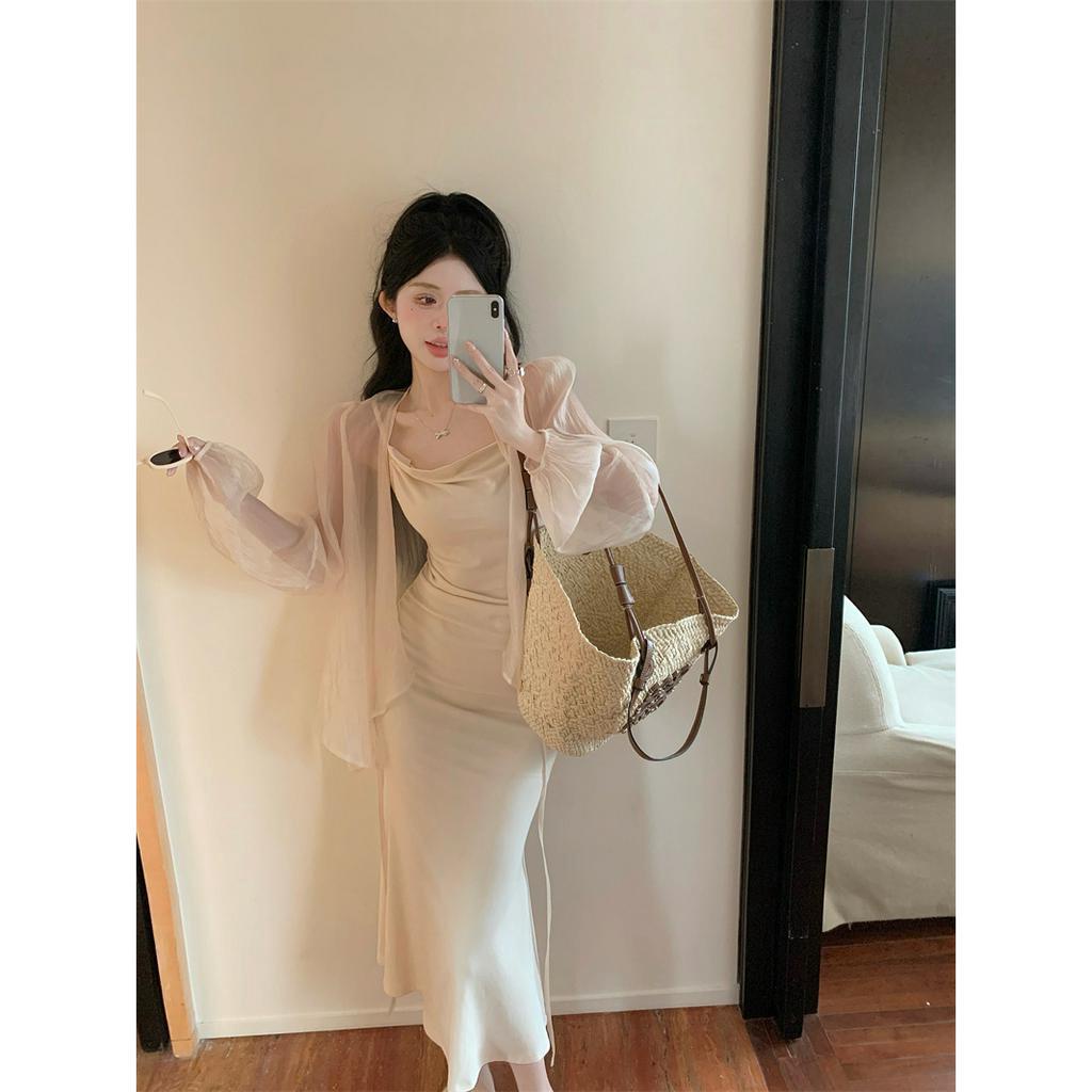Cocory vn Đầm Đuôi Cá Tay Dài Chống Nắng Phong Cách Hàn Quốc Thời Trang Mùa Hè Dành Cho Nữ