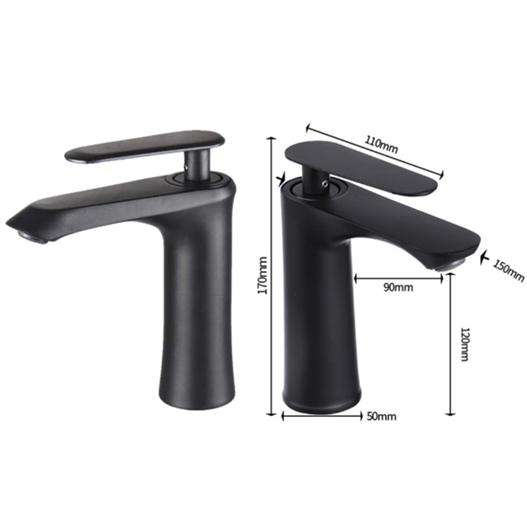 Vòi lavabo nóng lạnh cao cấp màu đen - inox 304 MS5 | BigBuy360 - bigbuy360.vn