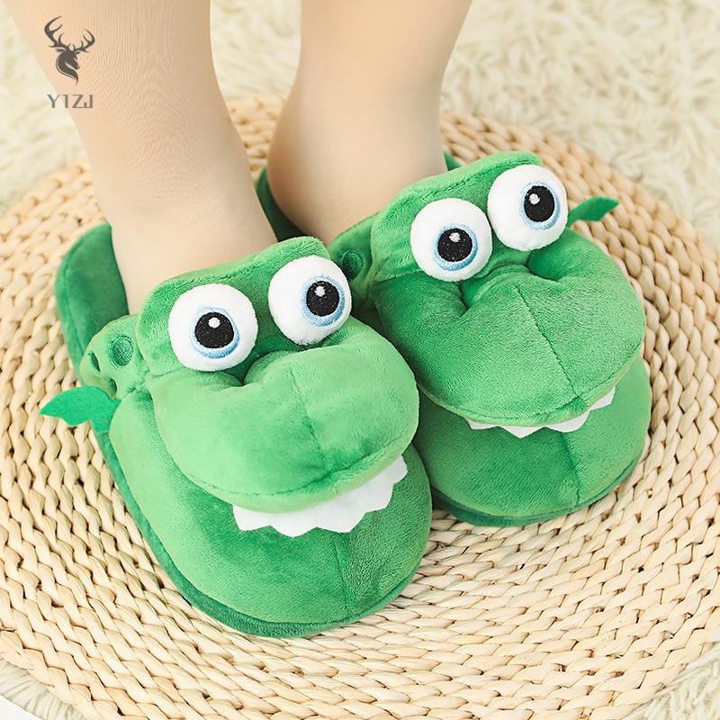 Dép Cotton Phối Lông Thiết Kế Hình Cá Sấu Có Thể Di Chuyển Dành Cho Nữ