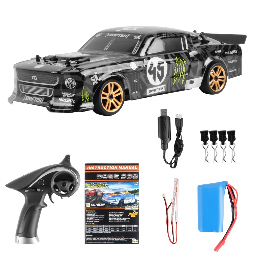 Xe điều khiển từ xa HBX 2188A 1/18 Drift Mustang Monster chuyên nghiệp dẫn động 4 bánh - pin sạc