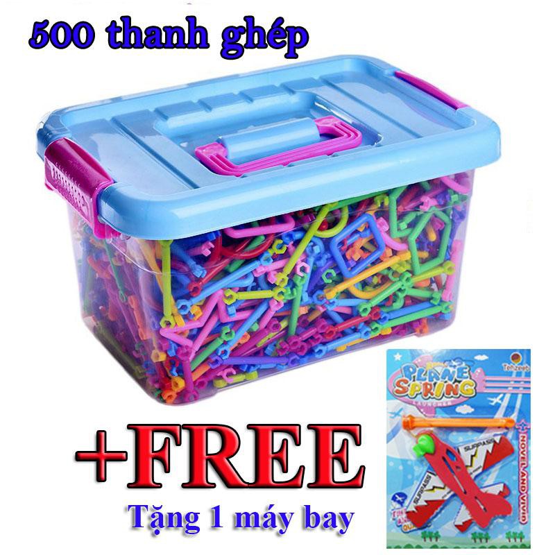 BỘ LẮP GHÉP ĐỒ CHƠI SÁNG TẠO 500 thanh ghép tặng 1 máy bay tuổi thơ