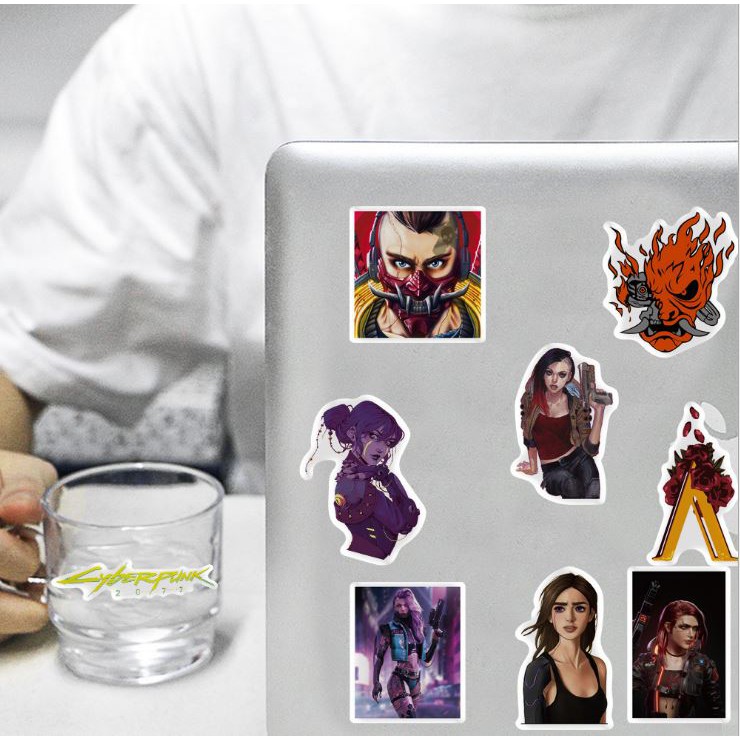 Sticker Cyberpunk 2077 nhựa PVC không thấm nước, dán nón bảo hiểm, laptop, điện thoại, Vali, xe, Cực COOL #175