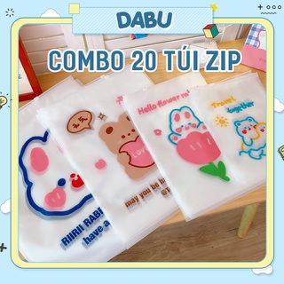 Combo 20 túi zip khóa lụa đựng quần áo DABU hình dễ thương 3 size