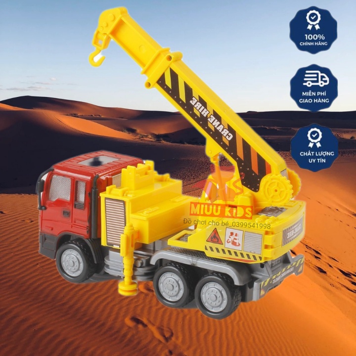 Đồ Chơi Mô Hình Xe Cần Cẩu Đèn Pin Nhạc 3D Long Thủy Cho Bé