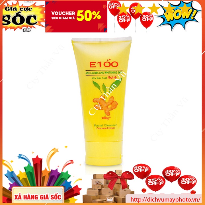 Sữa rửa mặt E100 Chiết Xuất Từ Nghệ Sạch Mụn Đồng Thời Làm Trắng, Tẩy Sạch Mụn Cám Và Tế Bào Chết kholinhkienmayin