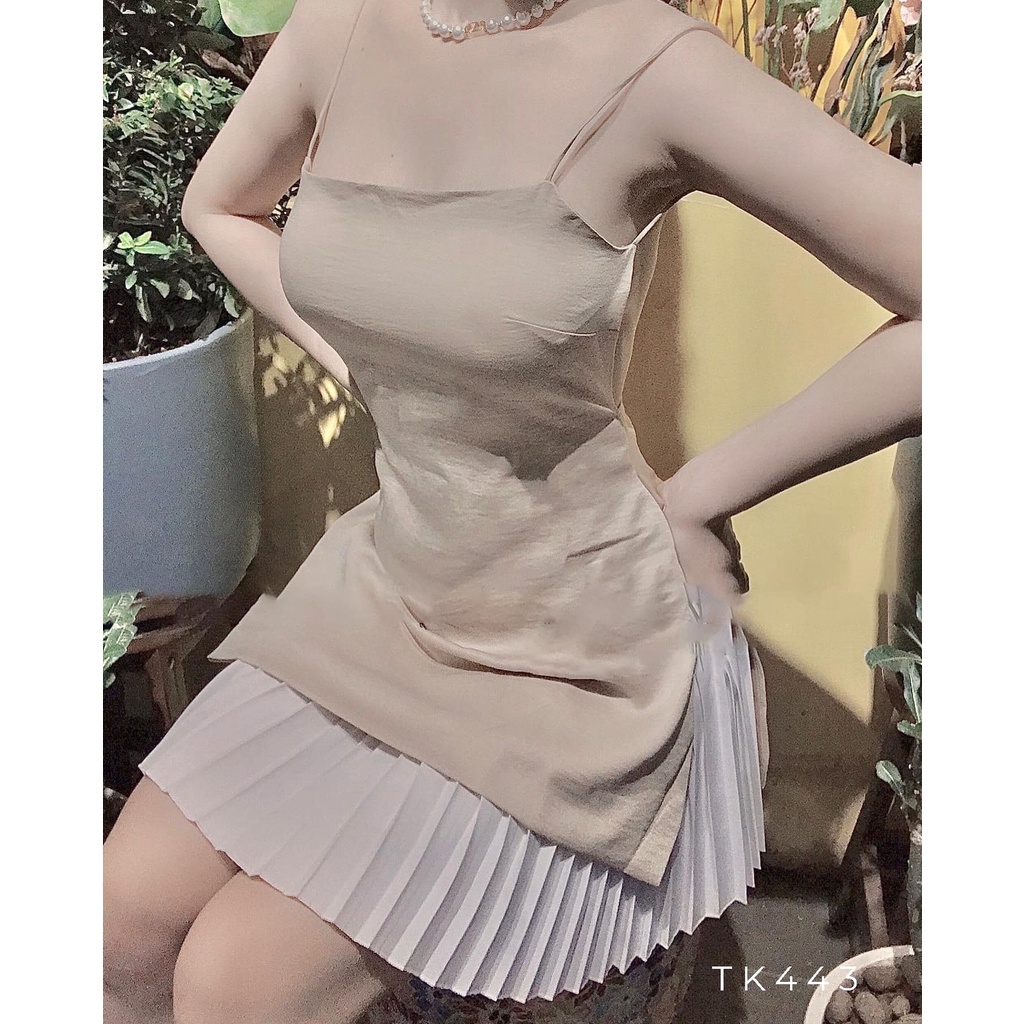 Áo lụa nhũ 2 dây hở lưng sang chảnh có 4 màu có size