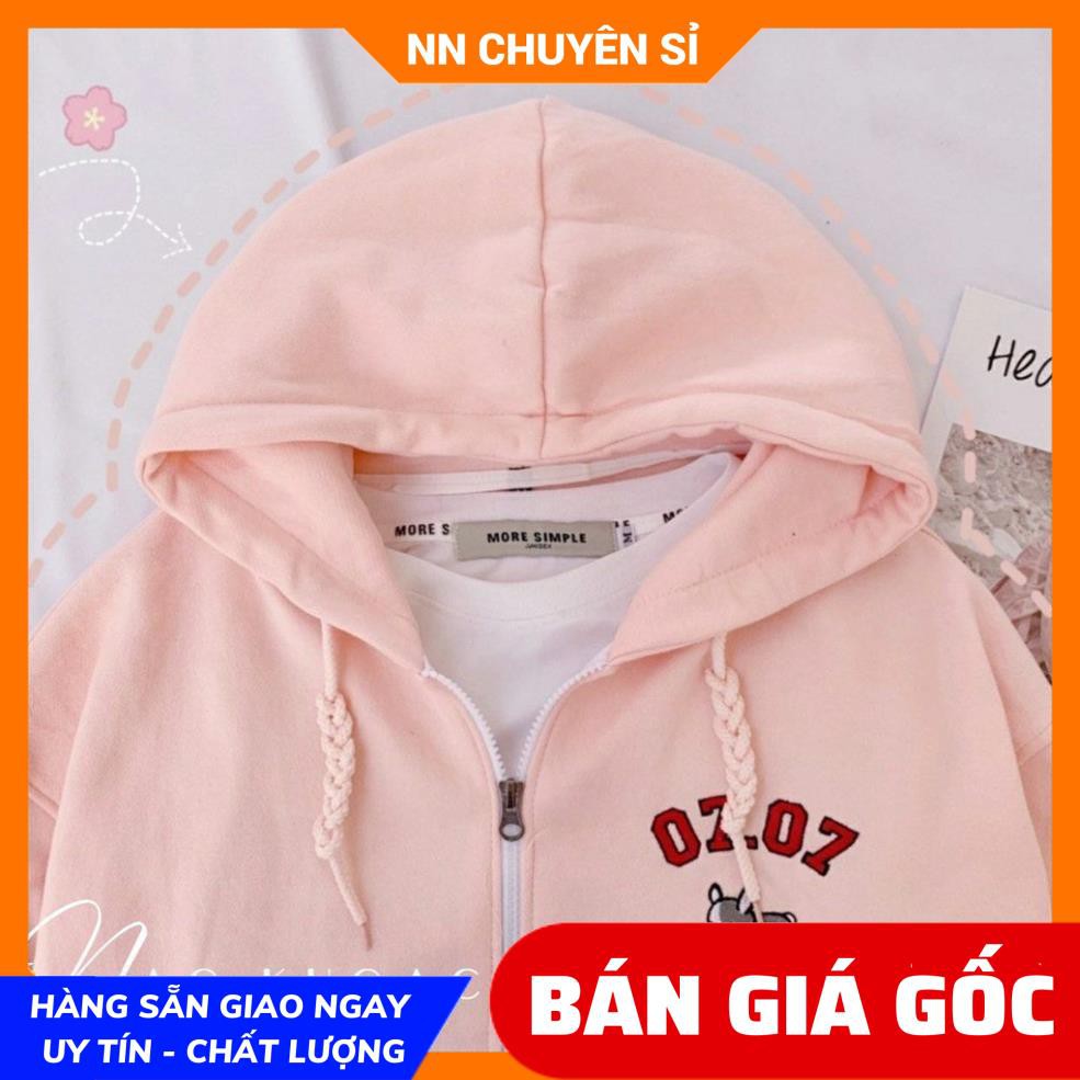 ÁO KHOÁC NỈ DÂY KÉO NAM NỮ UNISEX THÊU CÚN 0707 CỰC HOT AKN26 ⚡100% ẢNH THẬT⚡