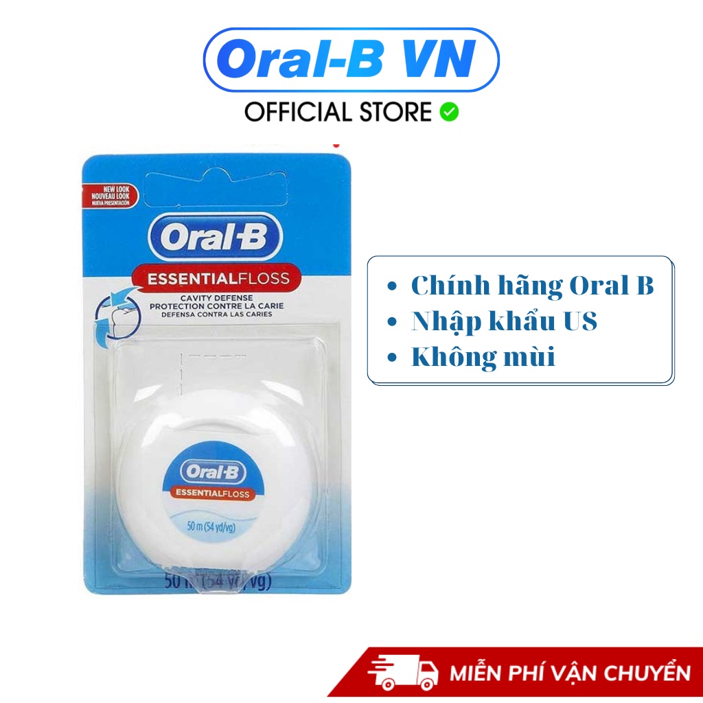 Chỉ Nha Khoa Oral B Essential Floss dài 50m không mùi chính hãng US