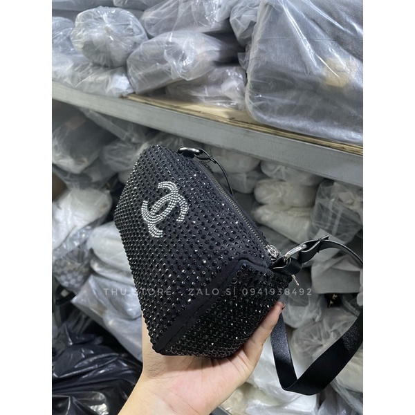 Túi Kẹp Nách Nữ Đính Đá Lấp Lánh, Túi Xách Nữ Đeo Chéo Bản 2 Dây