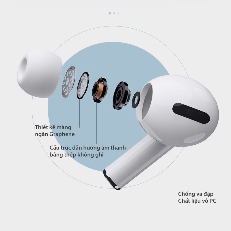 Tai nghe bluetooth kiểu dáng AirPods Pro3, tai nghe chống ồn chất lượng tốt pin trâu, dùng cho iPhone, Huawei, oppo...