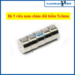 Bộ 5 Viên Nam Châm Đất Hiếm 5x3mm ( Từ Tính Hút Cực Mạnh )
