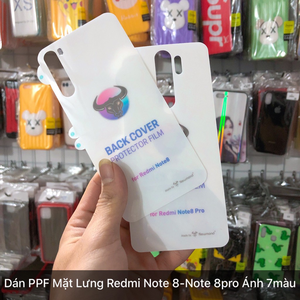 Miếng Dán PPF Xiaomi Redmi Note 8 Mặt lưng Trong suốt + Ánh 7 Màu