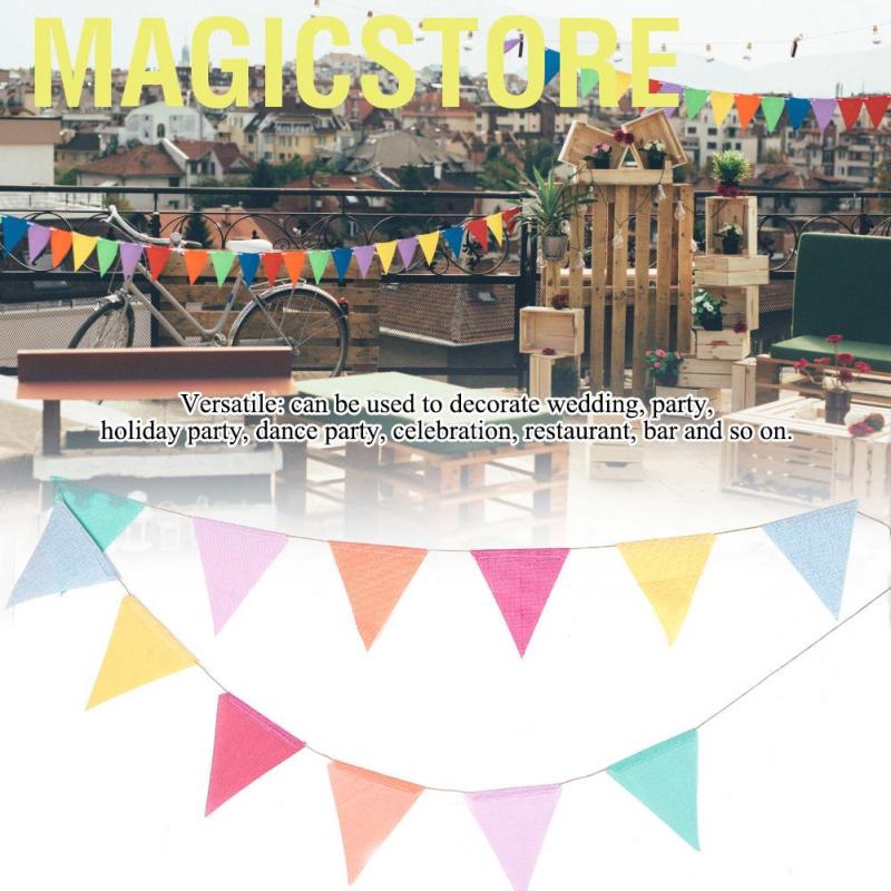 Magicstore 3/5/10m Holiday DIY Decorations Double-Side Colorful Flag Pennants Multicolor Banner Bunting for Celebration