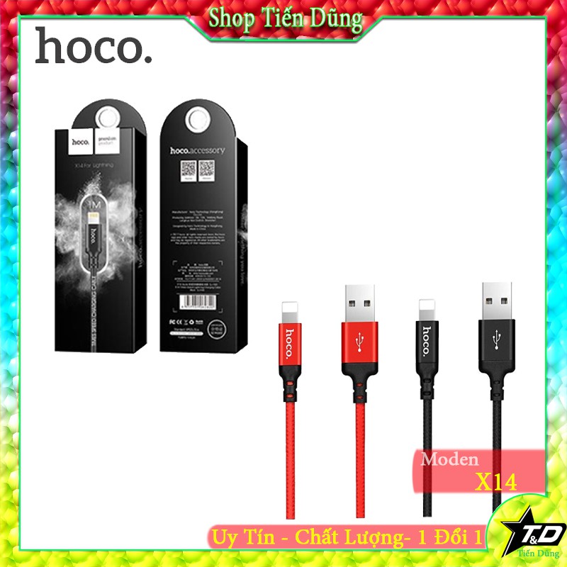 Dây Cáp Sạc Hoco X14 2.4A Cho Iphone và Android Chống Xoắn Chống Đức Chính Hãng