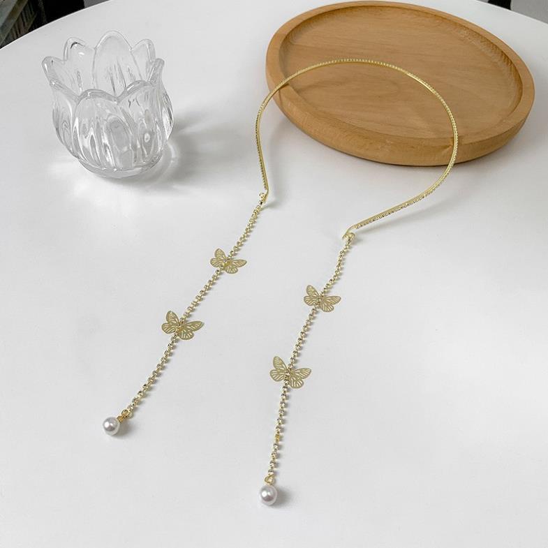 (0266) Bờm Tóc Kim Cương Đính Chuỗi Hạt Long Lanh Tiểu Thư