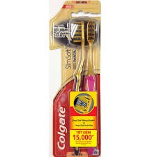 Bộ 2 bàn chải colgate slim soft gold charcoal